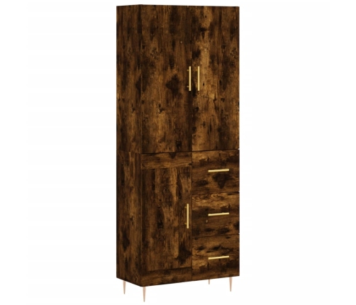 Aparador alto madera contrachapada roble ahumado 69,5x34x180 cm