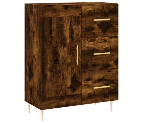 Aparador alto madera contrachapada roble ahumado 69,5x34x180 cm