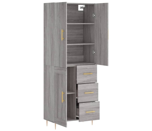 Aparador alto madera contrachapada gris sonoma 69,5x34x180 cm