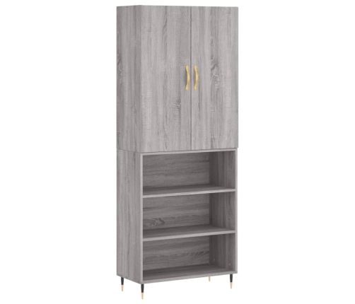 Aparador alto madera contrachapada gris sonoma 69,5x34x180 cm