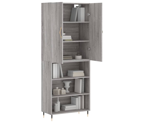 Aparador alto madera contrachapada gris sonoma 69,5x34x180 cm