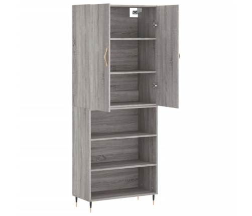 Aparador alto madera contrachapada gris sonoma 69,5x34x180 cm