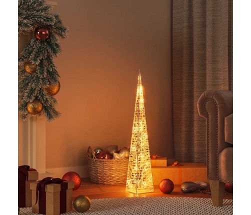 Cono de luz navideño 30 LED blanco cálido 60 cm acrílico