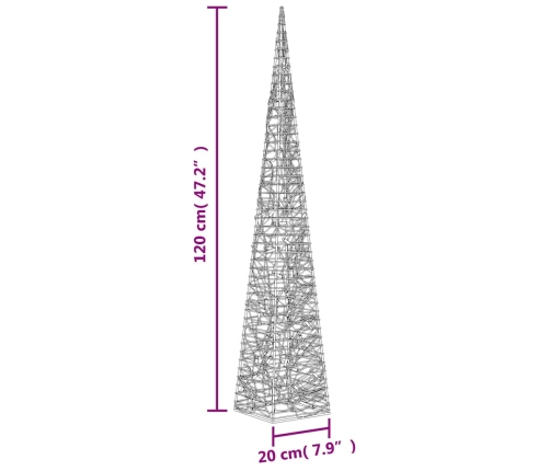 Cono de luz navideño 60 LED blanco cálido 120 cm acrílico