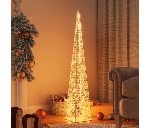 Cono de luz navideño 60 LED blanco cálido 120 cm acrílico