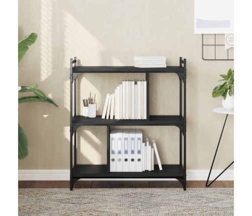 Librería de 3 estantes madera de ingeniería negro 76x32x88 cm