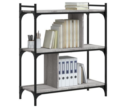 Librería 3 estantes madera ingeniería gris Sonoma 76x32x88 cm