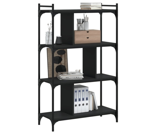 Librería de 4 estantes madera de ingeniería negra 76x32x123 cm