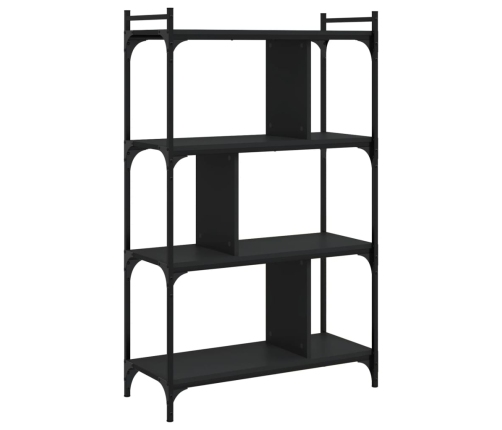 Librería de 4 estantes madera de ingeniería negra 76x32x123 cm