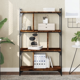 Librería 4 estantes madera ingeniería roble ahumado 76x32x123cm