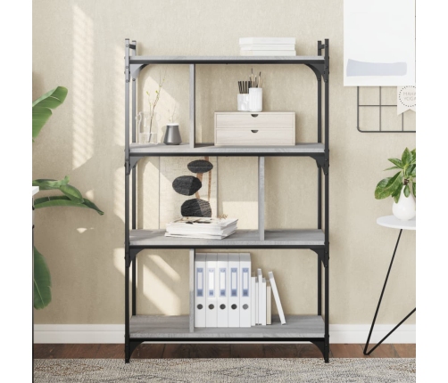 Librería 4 estantes madera ingeniería gris Sonoma 76x32x123 cm