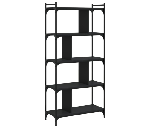 vidaXL Librería de 5 estantes madera de ingeniería negro 76x32x158 cm