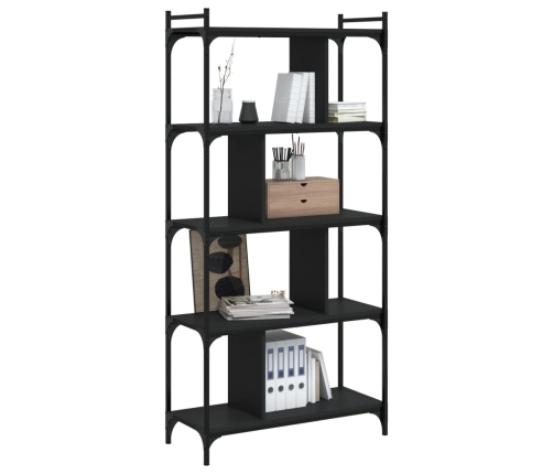 vidaXL Librería de 5 estantes madera de ingeniería negro 76x32x158 cm