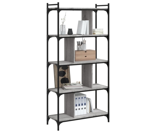 Librería 5 estantes madera ingeniería gris Sonoma 76x32x158 cm