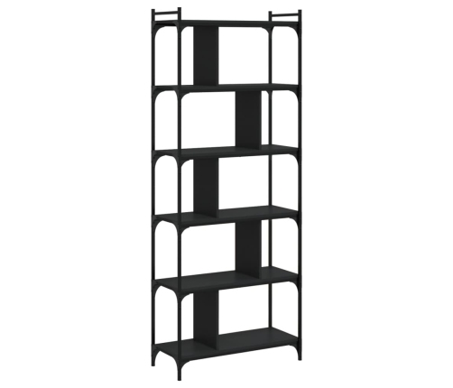 Librería de 6 estantes madera de ingeniería negro 76x32x192 cm