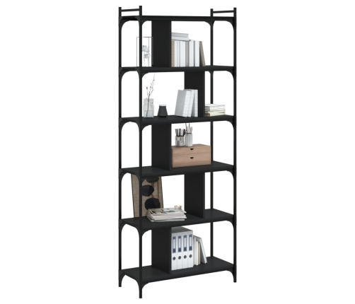 Librería de 6 estantes madera de ingeniería negro 76x32x192 cm