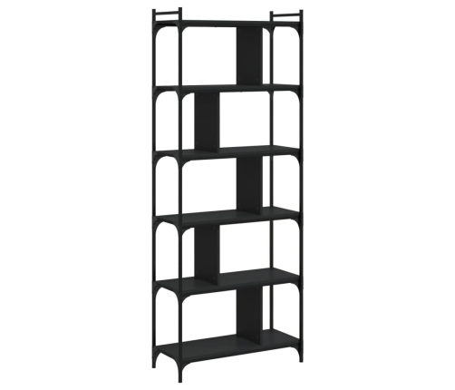 Librería de 6 estantes madera de ingeniería negro 76x32x192 cm