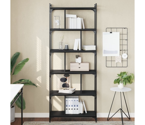 Librería de 6 estantes madera de ingeniería negro 76x32x192 cm