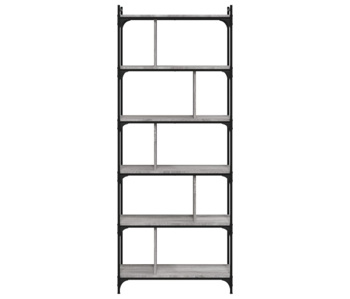 Librería 6 estantes madera ingeniería gris Sonoma 76x32x192 cm