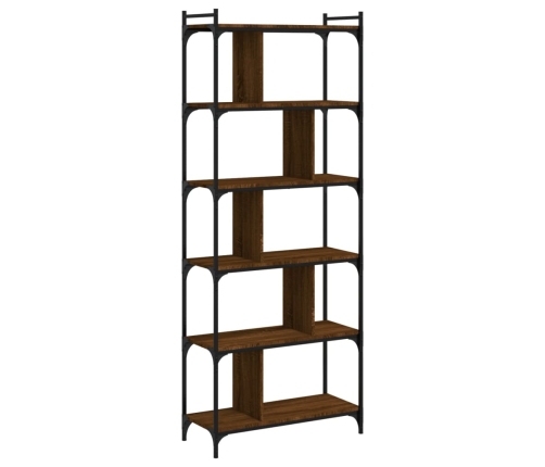 vidaXL Librería 6 estantes madera ingeniería marrón roble 76x32x192 cm