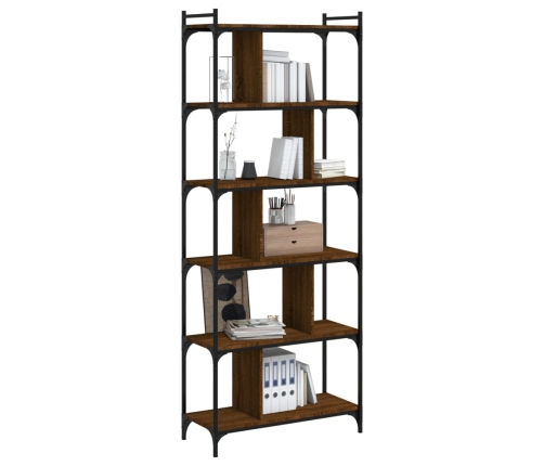 vidaXL Librería 6 estantes madera ingeniería marrón roble 76x32x192 cm