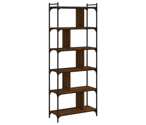 vidaXL Librería 6 estantes madera ingeniería marrón roble 76x32x192 cm