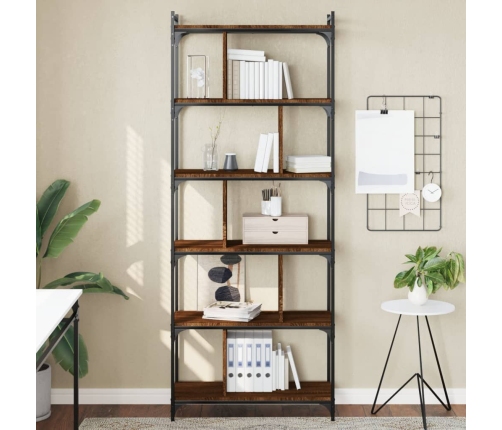 vidaXL Librería 6 estantes madera ingeniería marrón roble 76x32x192 cm