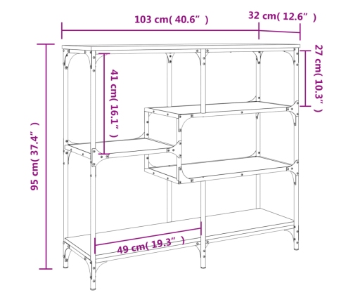 Mesa consola madera de ingeniería roble ahumado 103x32x95 cm