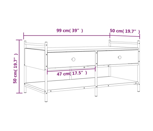 Mesa de centro madera de ingeniería roble ahumado 99x50x50 cm