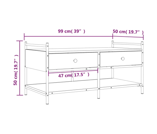 Mesa de centro madera de ingeniería roble marrón 99x50x50 cm