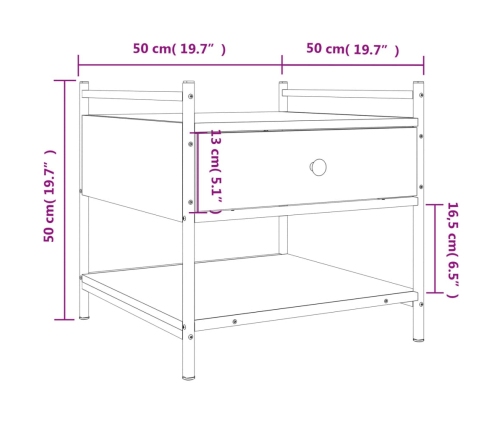 Mesa de centro madera de ingeniería roble Sonoma 50x50x50 cm