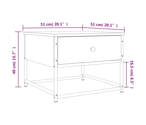 Mesa de centro madera de ingeniería roble Sonoma 51x51x40 cm