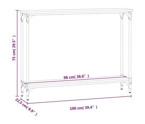 Mesa consola madera de ingeniería negra 100x22,5x75 cm