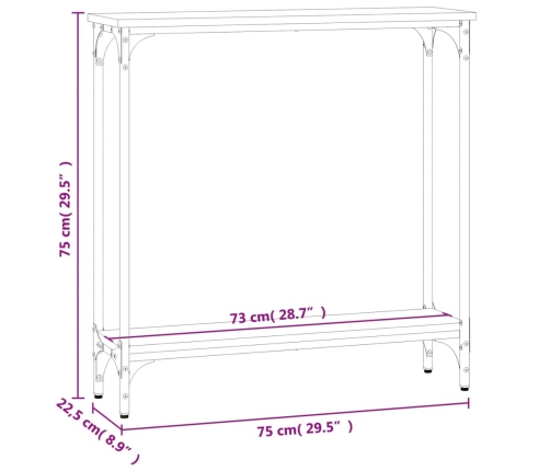 Mesa consola madera de ingeniería negra 75x22,5x75 cm