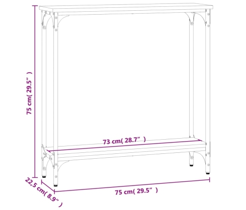 Mesa consola madera de ingeniería roble Sonoma 75x22,5x75 cm