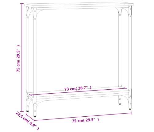 Mesa consola madera de ingeniería gris Sonoma 75x22,5x75 cm