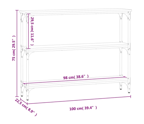 Mesa consola madera de ingeniería negra 100x22,5x75 cm