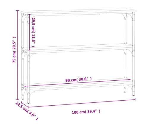 Mesa consola madera de ingeniería roble ahumado 100x22,5x75 cm