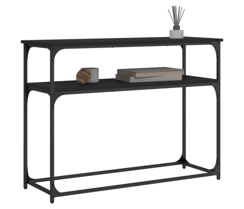 Mesa consola madera de ingeniería negra 100x35,5x75 cm