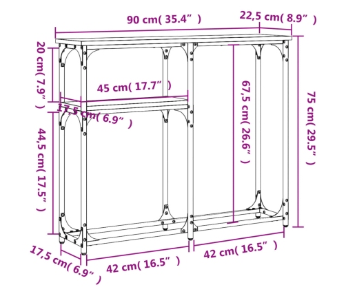 Mesa consola madera de ingeniería negra 90x22,5x75 cm