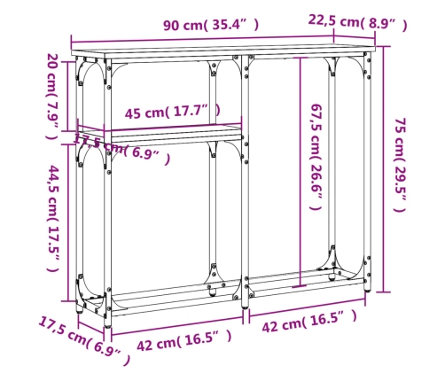 Mesa consola madera de ingeniería roble Sonoma 90x22,5x75 cm