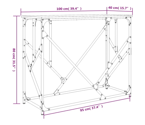 Mesa consola madera de ingeniería negra 100x40x80 cm