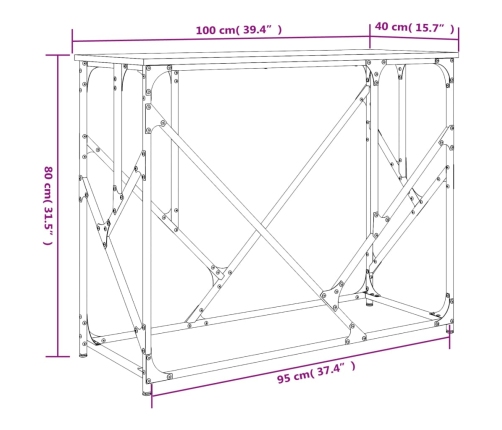 Mesa consola madera de ingeniería roble Sonoma 100x40x80 cm