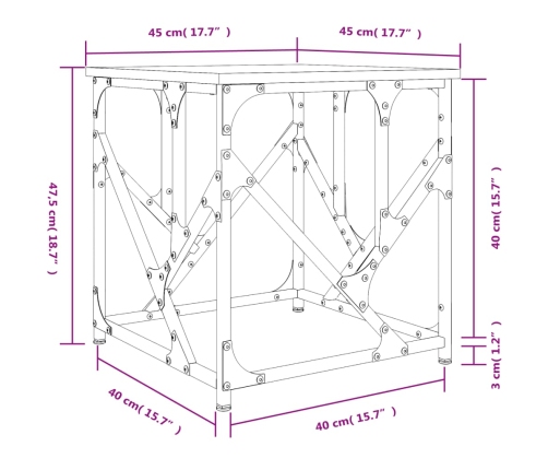 Mesa de centro madera de ingeniería negra 45x45x47,5 cm