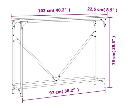 Mesa consola madera de ingeniería roble Sonoma 102x22,5x75 cm