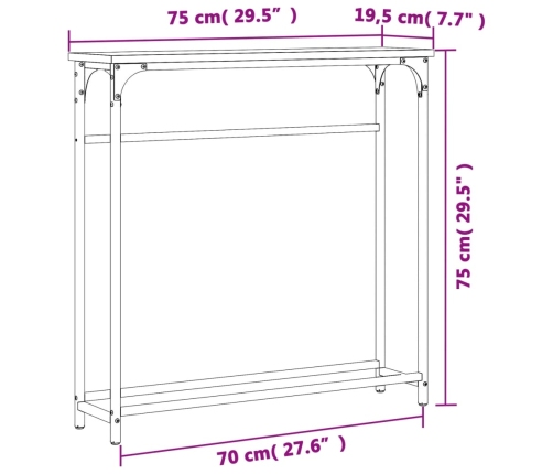 Mesa consola madera de ingeniería roble Sonoma 75x19,5x75 cm