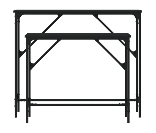 Mesas consolas 2 unidades madera de ingeniería negra