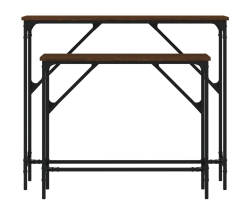 vidaXL Mesas consolas 2 unidades madera de ingeniería marrón roble