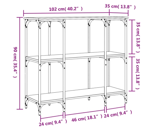 Mesa consola madera de ingeniería negra 102x35x90 cm