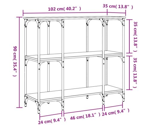 Mesa consola madera de ingeniería roble Sonoma 102x35x90 cm